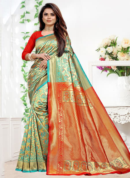 1001 Santraj New Exclusive Wear Designer Banarsi Silk Saree Collection 1001 Santraj-Sky